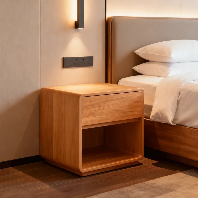 Aura Curve Wooden Bedside Table