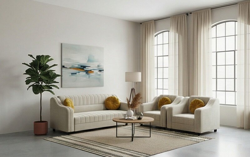 Modern Curved Channel Sofa Set (3+1+1)