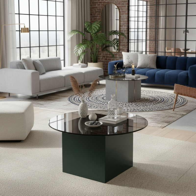 Terra Cube Glass Coffee Table